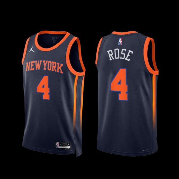 New York Knicks Derrick Rose 2022-23 Statement Edition Jersey Navy New York Knicks Derrick Rose 2022-23 Statement Edition Jersey Navy