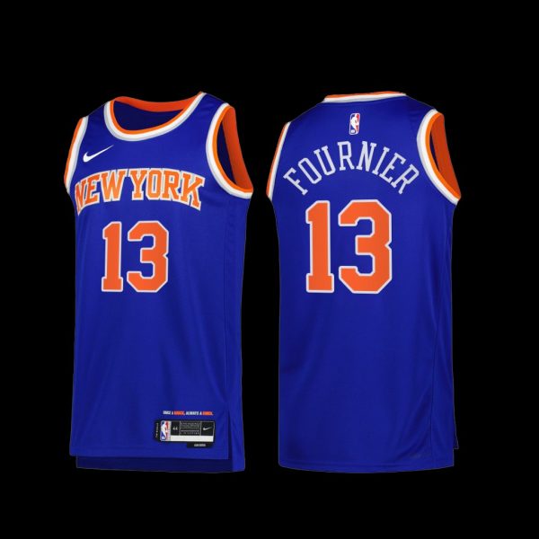 New York Knicks Evan Fournier 2022-23 Icon Edition Jersey Blue New York Knicks Evan Fournier 2022-23 Icon Edition Jersey Blue