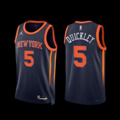 New York Knicks Immanuel Quickley 2022-23 Statement Edition Jersey Navy