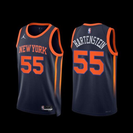 New York Knicks Isaiah Hartenstein 2022-23 Statement Edition Jersey Navy
