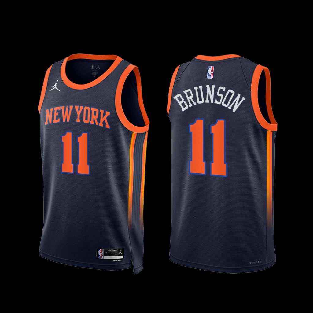 New York Knicks Jalen Brunson 2022-23 Statement Edition Jersey Navy New York Knicks Jalen Brunson 2022-23 Statement Edition Jersey Navy