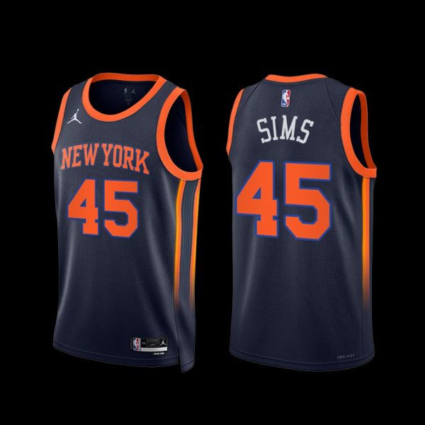 New York Knicks Jericho Sims 2022-23 Statement Edition Jersey Navy New York Knicks Jericho Sims 2022-23 Statement Edition Jersey Navy