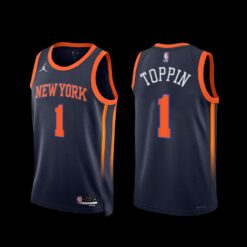 New York Knicks Obi Toppin 2022-23 Statement Edition Jersey Navy