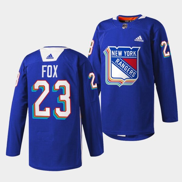 New York Rangers Adam Fox Pride Night Royal Jersey New York Rangers Adam Fox Pride Night Royal Jersey