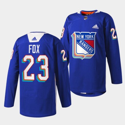 New York Rangers Adam Fox Pride Night Royal Jersey