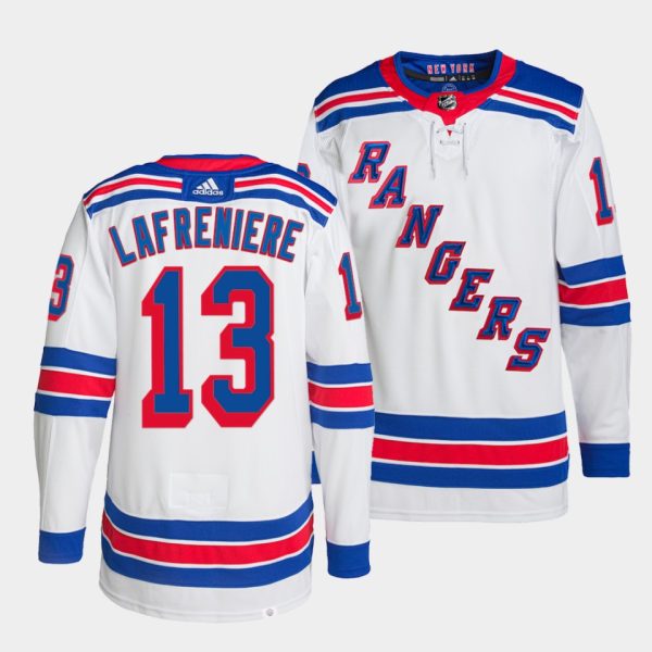 New York Rangers Alexis Lafreniere Away White Jersey New York Rangers Alexis Lafreniere Away White Jersey