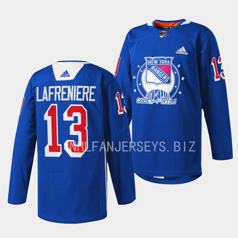 New York Rangers Alexis Lafreniere Garden of Dreams Blue Jersey New York Rangers Alexis Lafreniere Garden of Dreams Blue Jersey