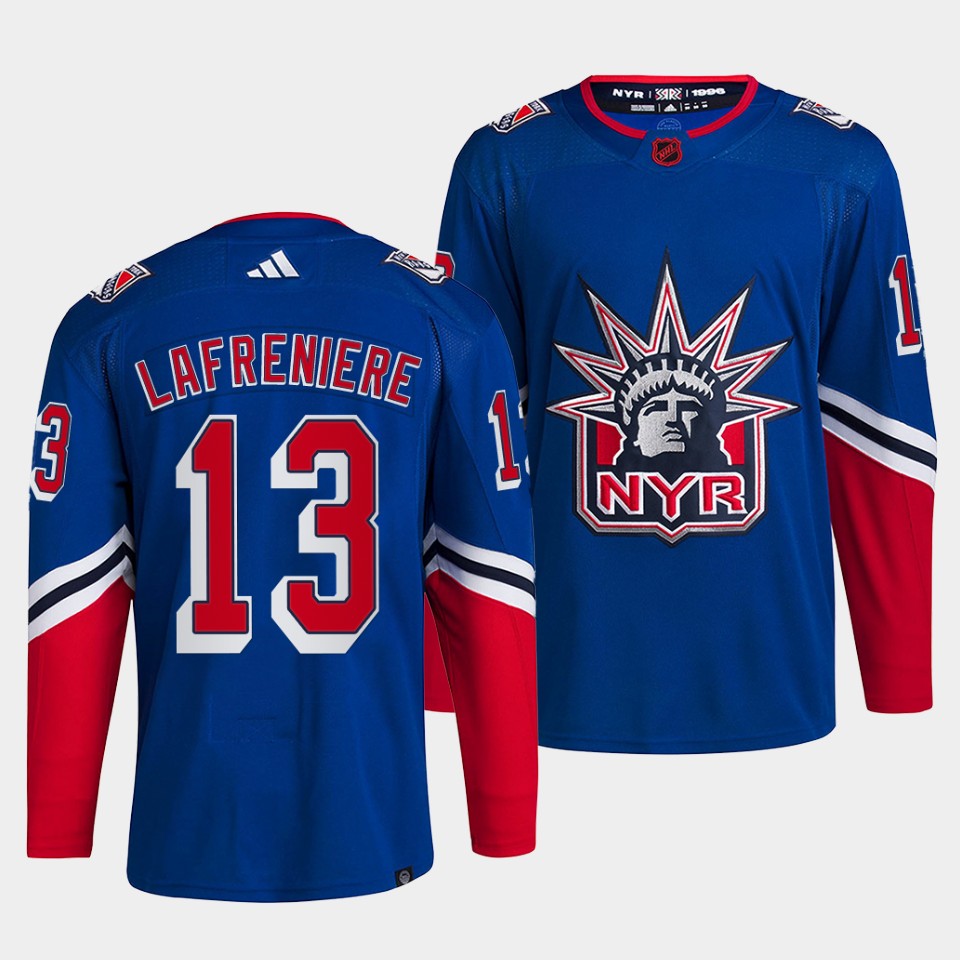 New York Rangers Alexis Lafreniere Reverse Blue Jersey New York Rangers Alexis Lafreniere Reverse Blue Jersey