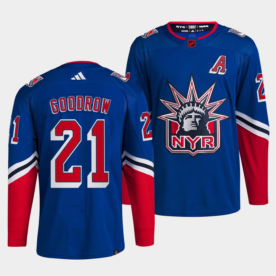 New York Rangers Barclay Goodrow Reverse Blue Jersey New York Rangers Barclay Goodrow Reverse Blue Jersey