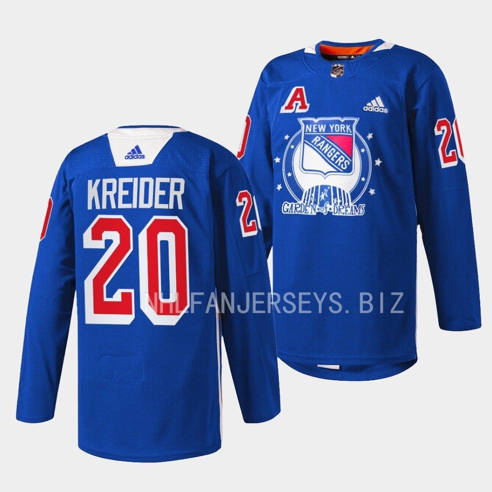 New York Rangers Chris Kreider Garden of Dreams Blue Jersey New York Rangers Chris Kreider Garden of Dreams Blue Jersey