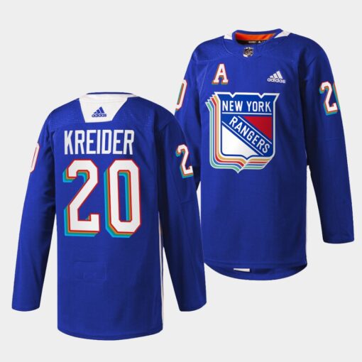 New York Rangers Chris Kreider Pride Night Royal Jersey