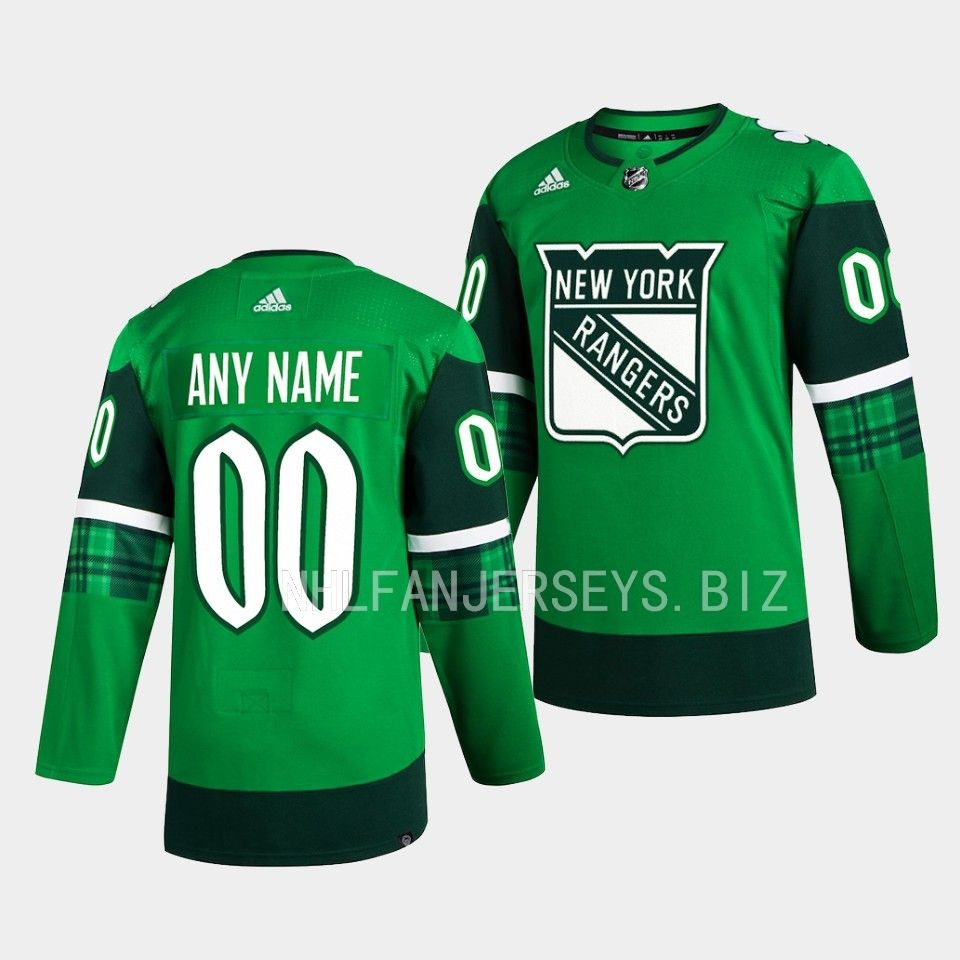 New York Rangers Custom 2023 St. Patricks Day Green Jersey New York Rangers Custom 2023 St. Patricks Day Green Jersey