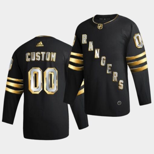New York Rangers Custom Golden Edition Limited Black Jersey