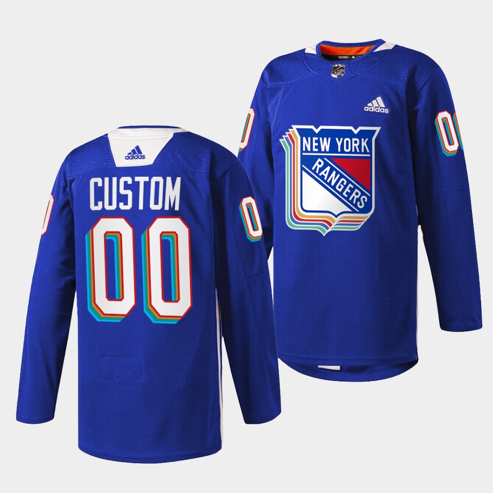 New York Rangers Custom Pride Night Royal Jersey New York Rangers Custom Pride Night Royal Jersey