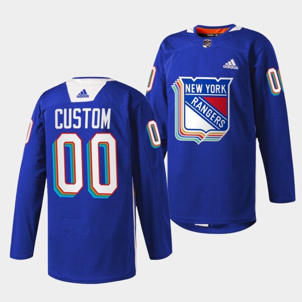 New York Rangers Custom Pride Night Royal Jersey New York Rangers Custom Pride Night Royal Jersey