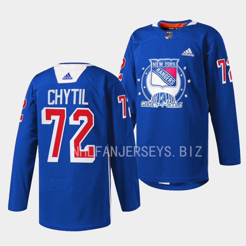 New York Rangers Filip Chytil Garden of Dreams Blue Jersey New York Rangers Filip Chytil Garden of Dreams Blue Jersey