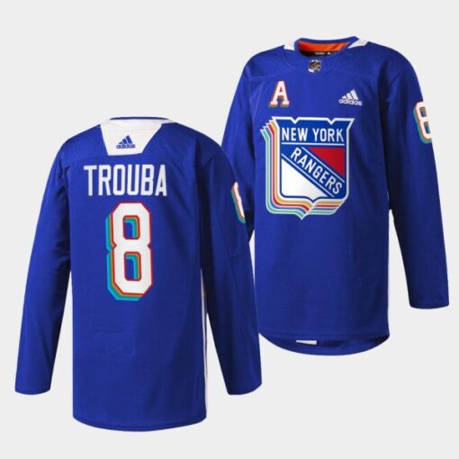 New York Rangers Jacob Trouba Pride Night Royal Jersey