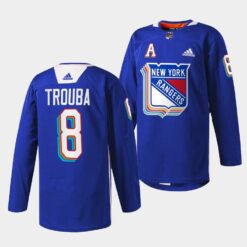 New York Rangers Jacob Trouba Pride Night Royal Jersey