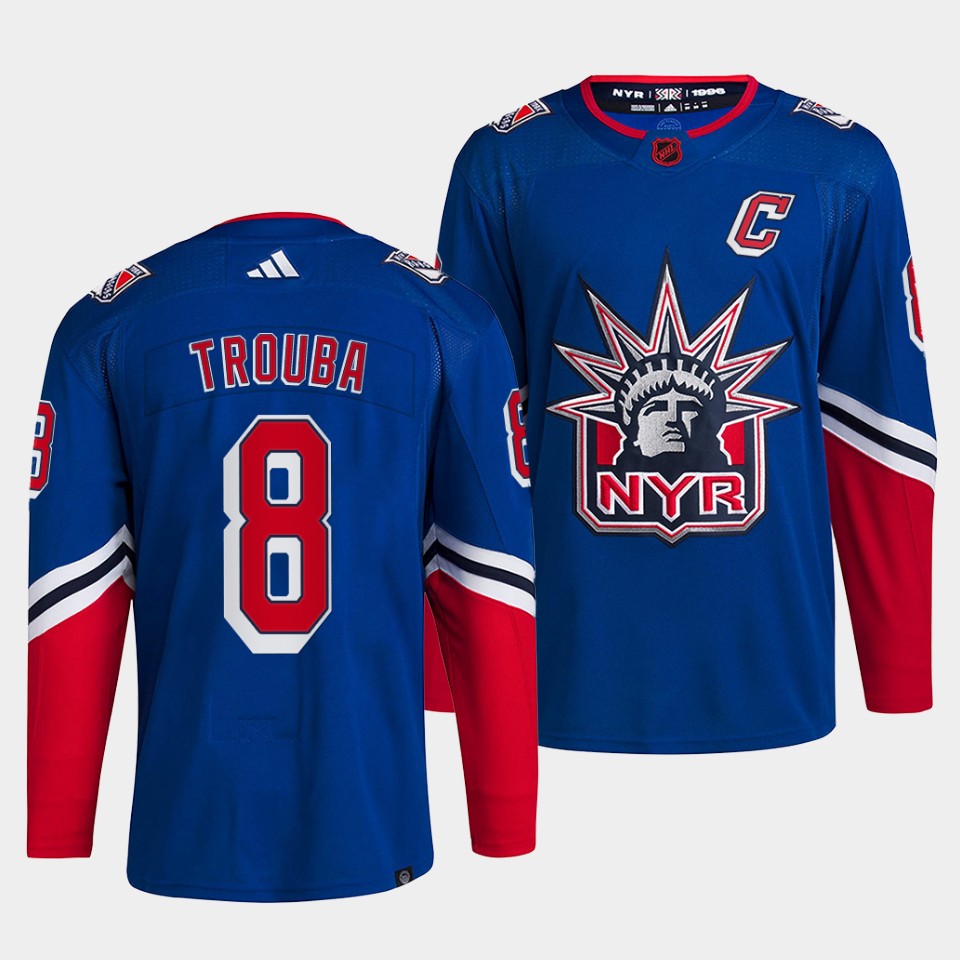 New York Rangers Jacob Trouba Reverse Blue Jersey New York Rangers Jacob Trouba Reverse Blue Jersey