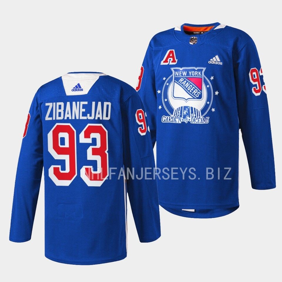 New York Rangers Mika Zibanejad Garden of Dreams Blue Jersey New York Rangers Mika Zibanejad Garden of Dreams Blue Jersey