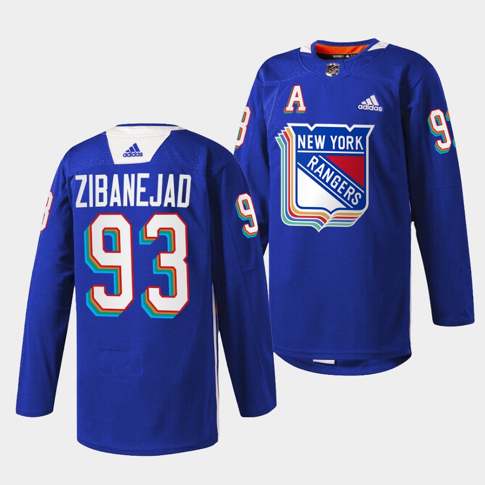 New York Rangers Mika Zibanejad Pride Night Royal Jersey New York Rangers Mika Zibanejad Pride Night Royal Jersey