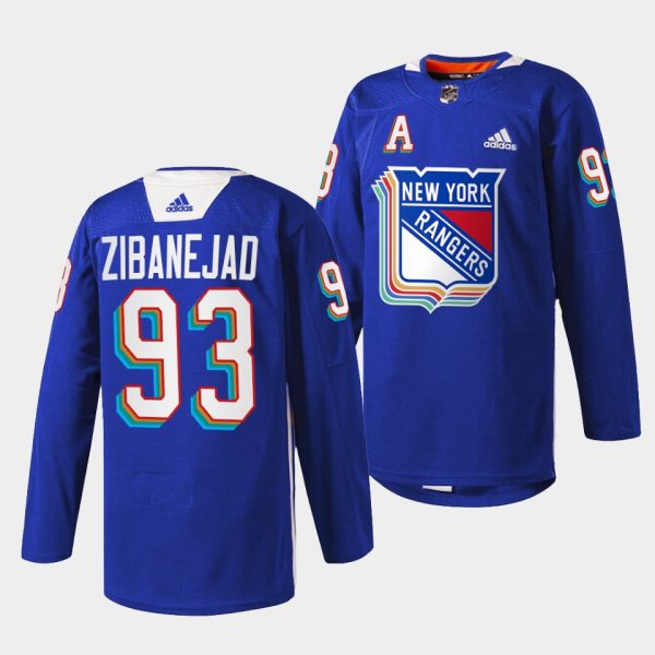 New York Rangers Mika Zibanejad Pride Night Royal Jersey New York Rangers Mika Zibanejad Pride Night Royal Jersey