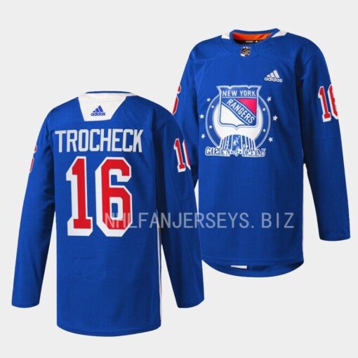 New York Rangers Vincent Trocheck Garden of Dreams Blue Jersey