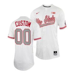 Ohio State Buckeyes Custom College Baseball Full-Button Jersey White