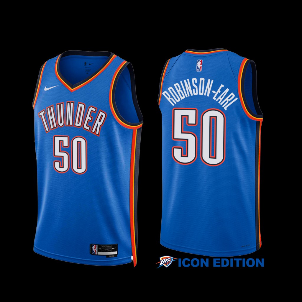 Oklahoma City Thunder Jeremiah Robinson-Earl 2022-23 Icon Edition Jersey Blue Oklahoma City Thunder Jeremiah Robinson-Earl 2022-23 Icon Edition Jersey Blue