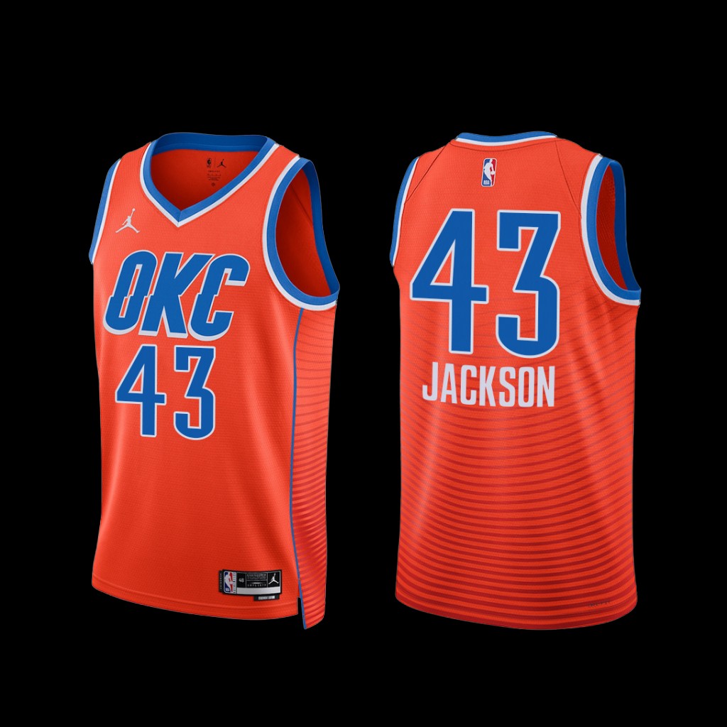 Oklahoma City Thunder Justin Jackson 2022-23 Statement Edition Jersey Orange Oklahoma City Thunder Justin Jackson 2022-23 Statement Edition Jersey Orange