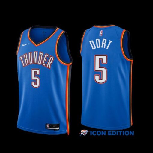 Oklahoma City Thunder Luguentz Dort 2022-23 Icon Edition Jersey Blue