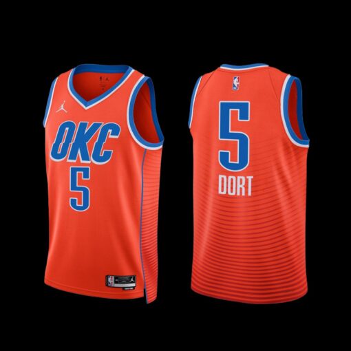Oklahoma City Thunder Luguentz Dort 2022-23 Statement Edition Jersey Orange