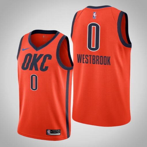 Oklahoma City Thunder Russell Westbrook Orange Earned Jersey