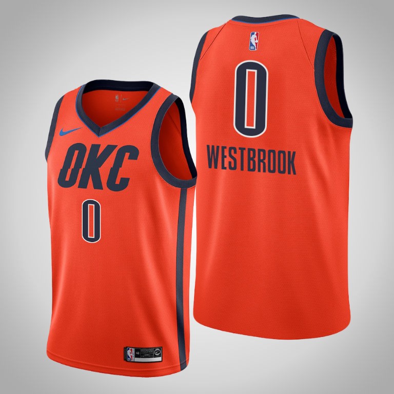 Oklahoma City Thunder Russell Westbrook Orange Earned Jersey Oklahoma City Thunder Russell Westbrook Orange Earned Jersey