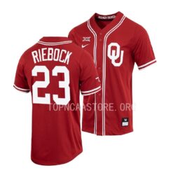 Oklahoma Sooners Barrett Riebock Crimson College Baseball Jersey