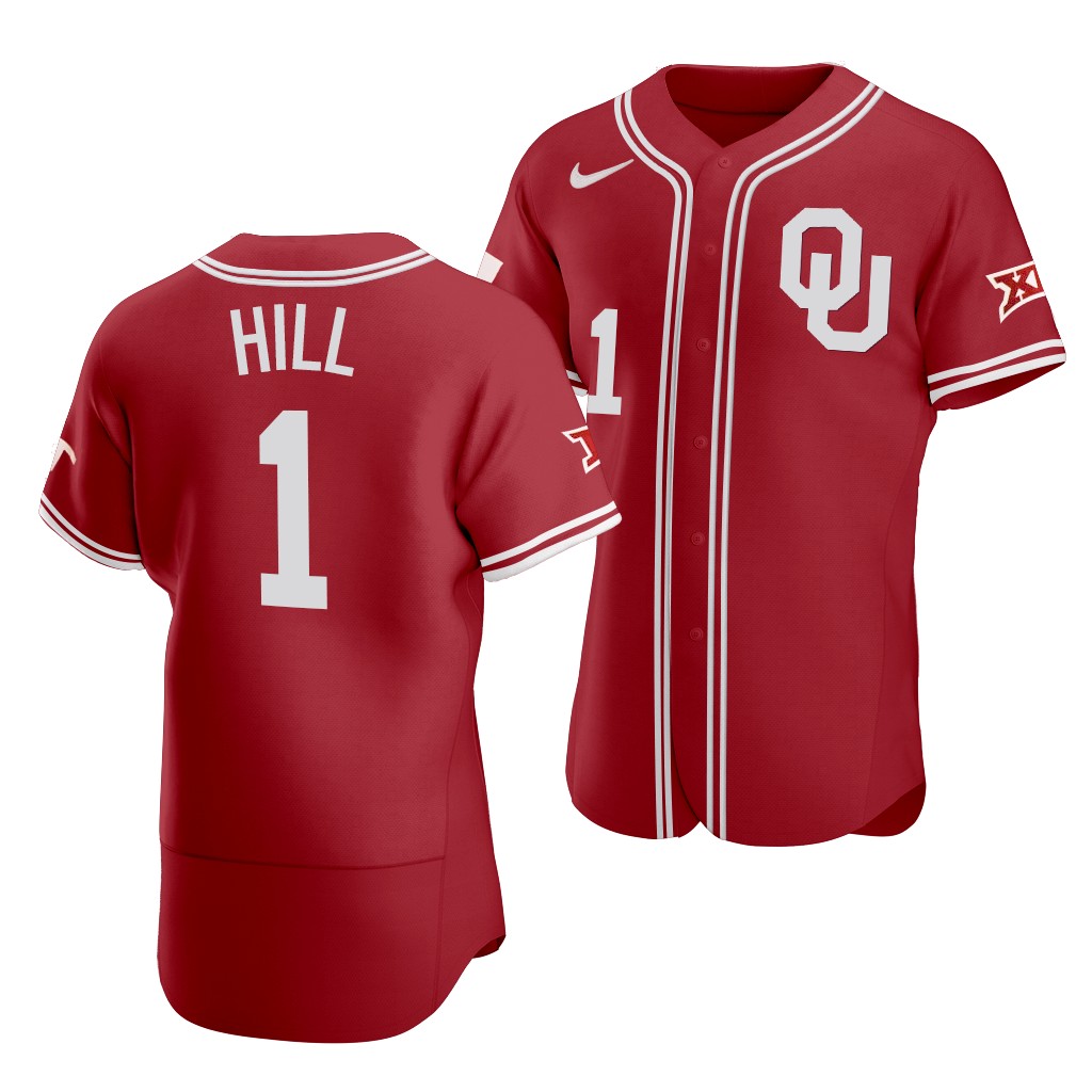 Oklahoma Sooners Jalen Hill Red College Baseball Jersey Oklahoma Sooners Jalen Hill Red College Baseball Jersey