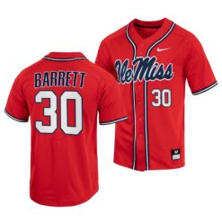 Ole Miss Rebels Aaron Barrett College Baseball Jersey Red