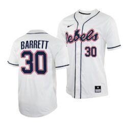 Ole Miss Rebels Aaron Barrett College Baseball Jersey White
