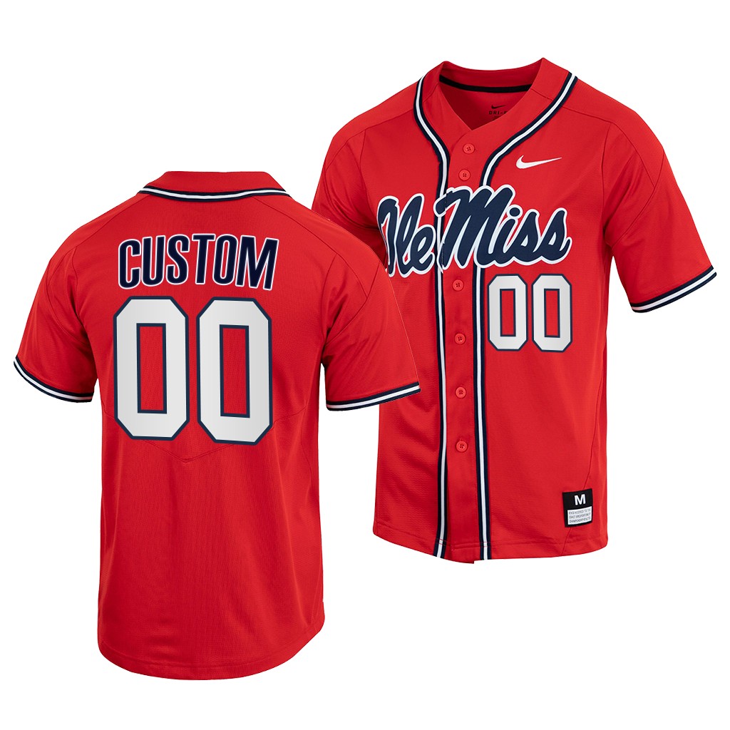Ole Miss Rebels Custom College Baseball Jersey Red Ole Miss Rebels Custom College Baseball Jersey Red
