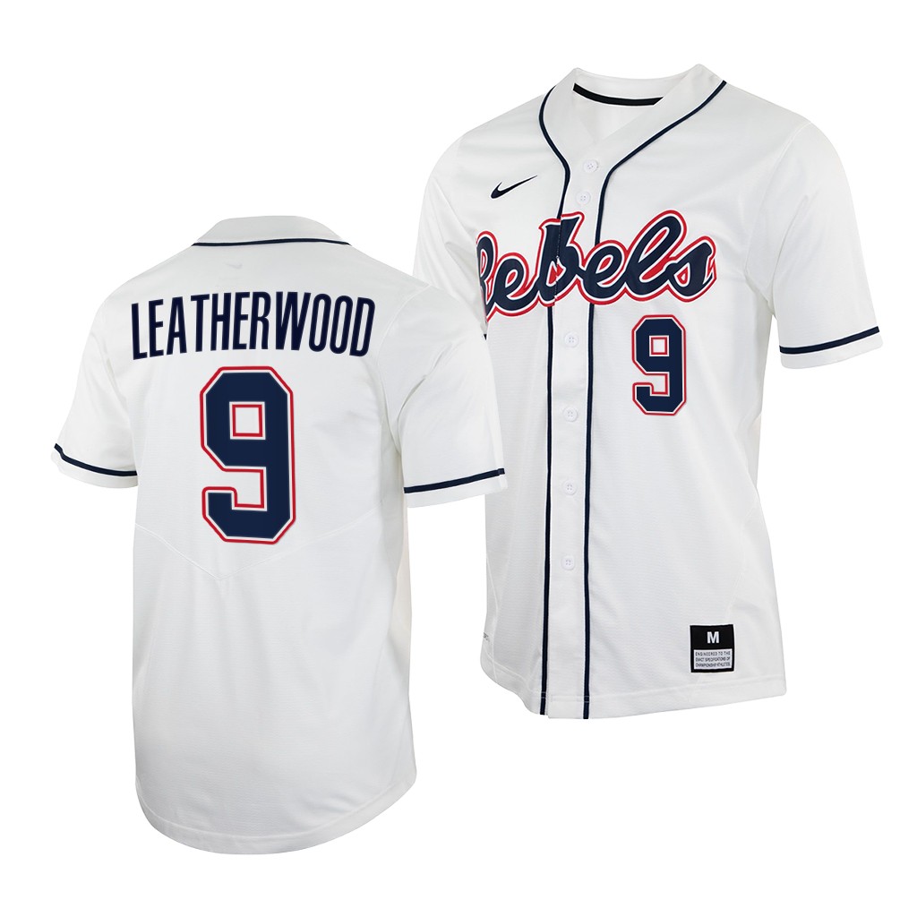 Ole Miss Rebels Hayden Leatherwood College Baseball Jersey White Ole Miss Rebels Hayden Leatherwood College Baseball Jersey White