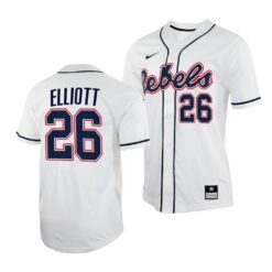 Ole Miss Rebels Hunter Elliott College Baseball Jersey White