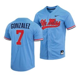 Ole Miss Rebels Jacob Gonzalez College Baseball Jersey Blue