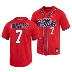 Ole Miss Rebels Jacob Gonzalez College Baseball Jersey Red