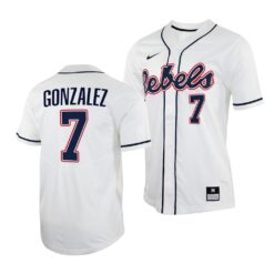 Ole Miss Rebels Jacob Gonzalez College Baseball Jersey White