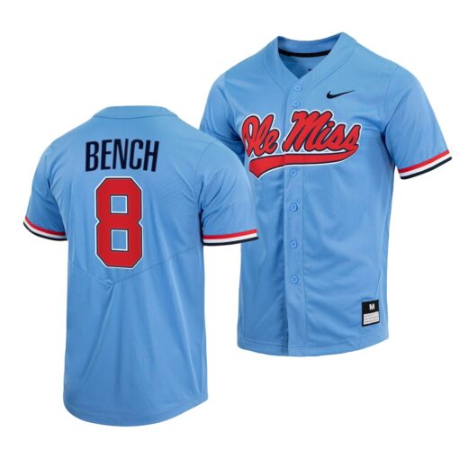 Ole Miss Rebels Justin Bench College Baseball Jersey Blue