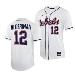 Ole Miss Rebels Kemp Alderman College Baseball Jersey White