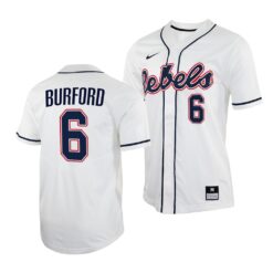 Ole Miss Rebels Reagan Burford College Baseball Jersey White