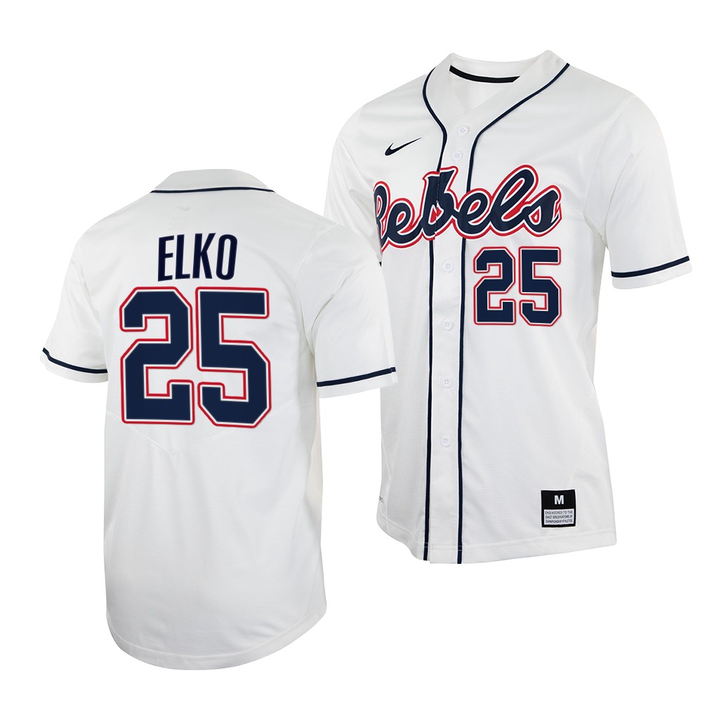 Ole Miss Rebels Tim Elko College Baseball Jersey White Ole Miss Rebels Tim Elko College Baseball Jersey White