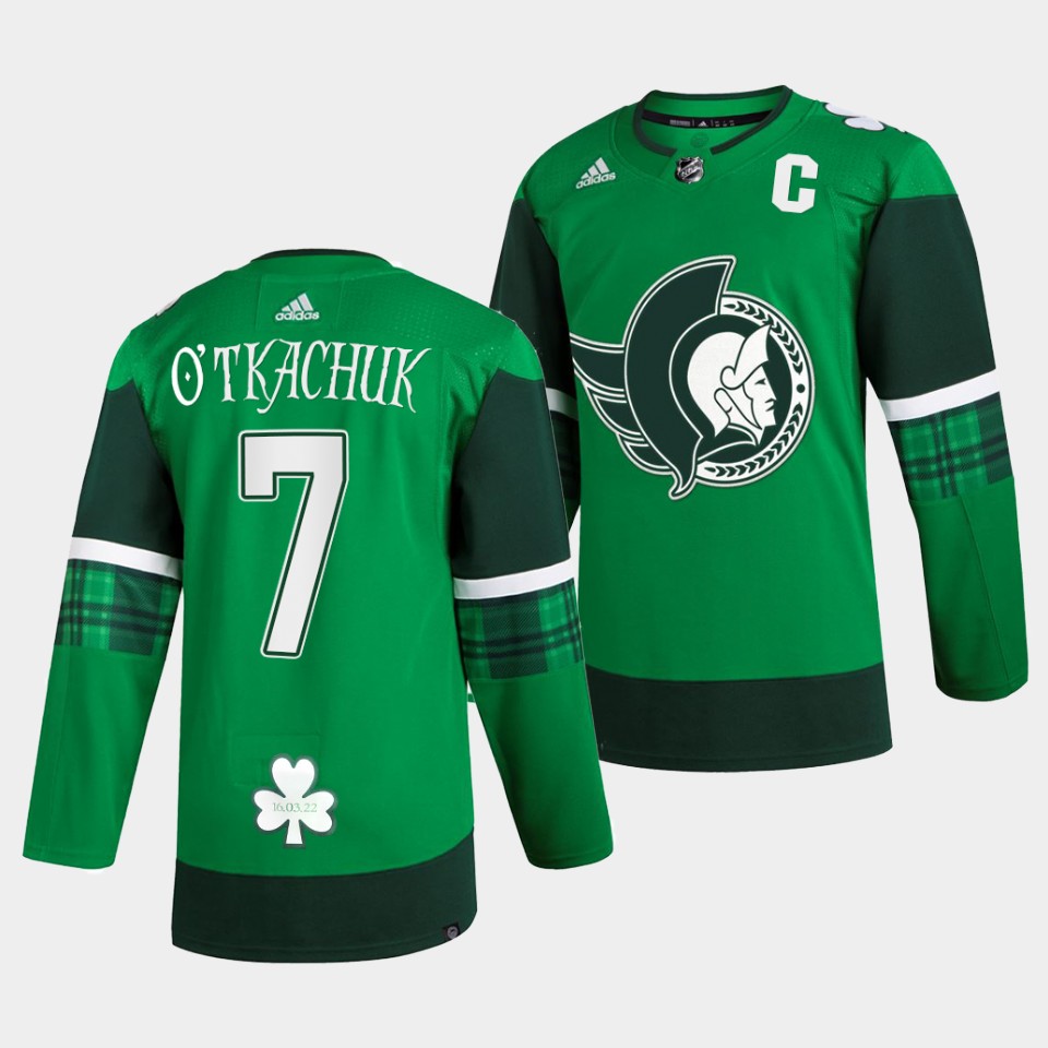 Ottawa Senators Brady Tkachuk 2022 St. Patrick Green Jersey Ottawa Senators Brady Tkachuk 2022 St. Patrick Green Jersey
