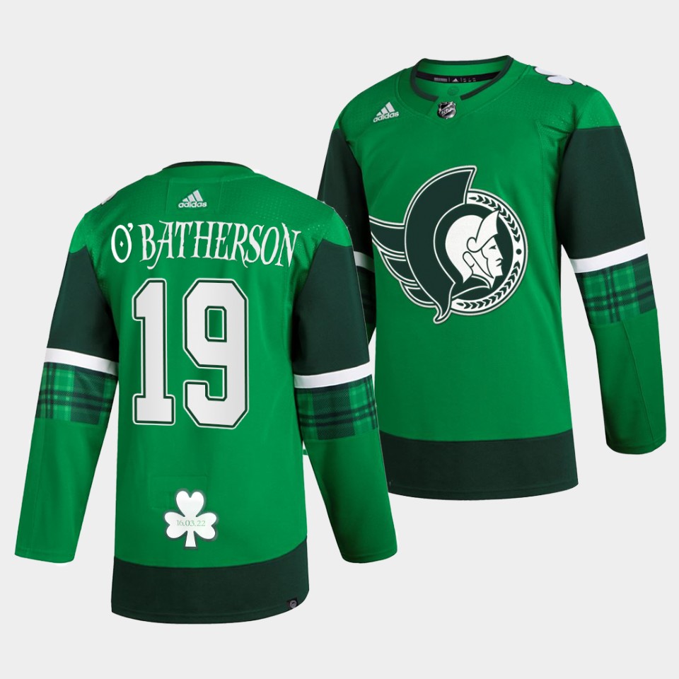 Ottawa Senators Drake Batherson 2022 St. Patrick Green Jersey Ottawa Senators Drake Batherson 2022 St. Patrick Green Jersey